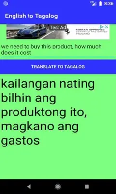 English to Tagalog Translator android App screenshot 0