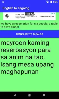 English to Tagalog Translator android App screenshot 2